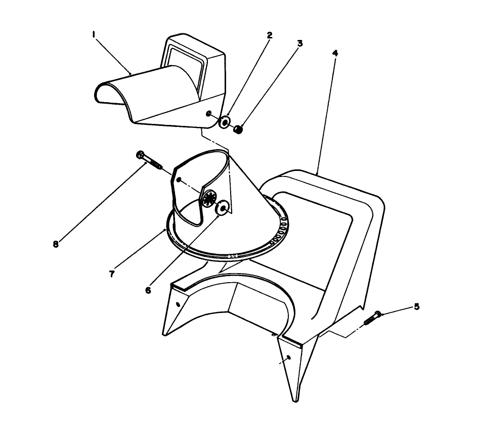 Chute Assembly Diagram and Parts List for 38025 1000001 - 1111100 Lawn Boy Snow Blower